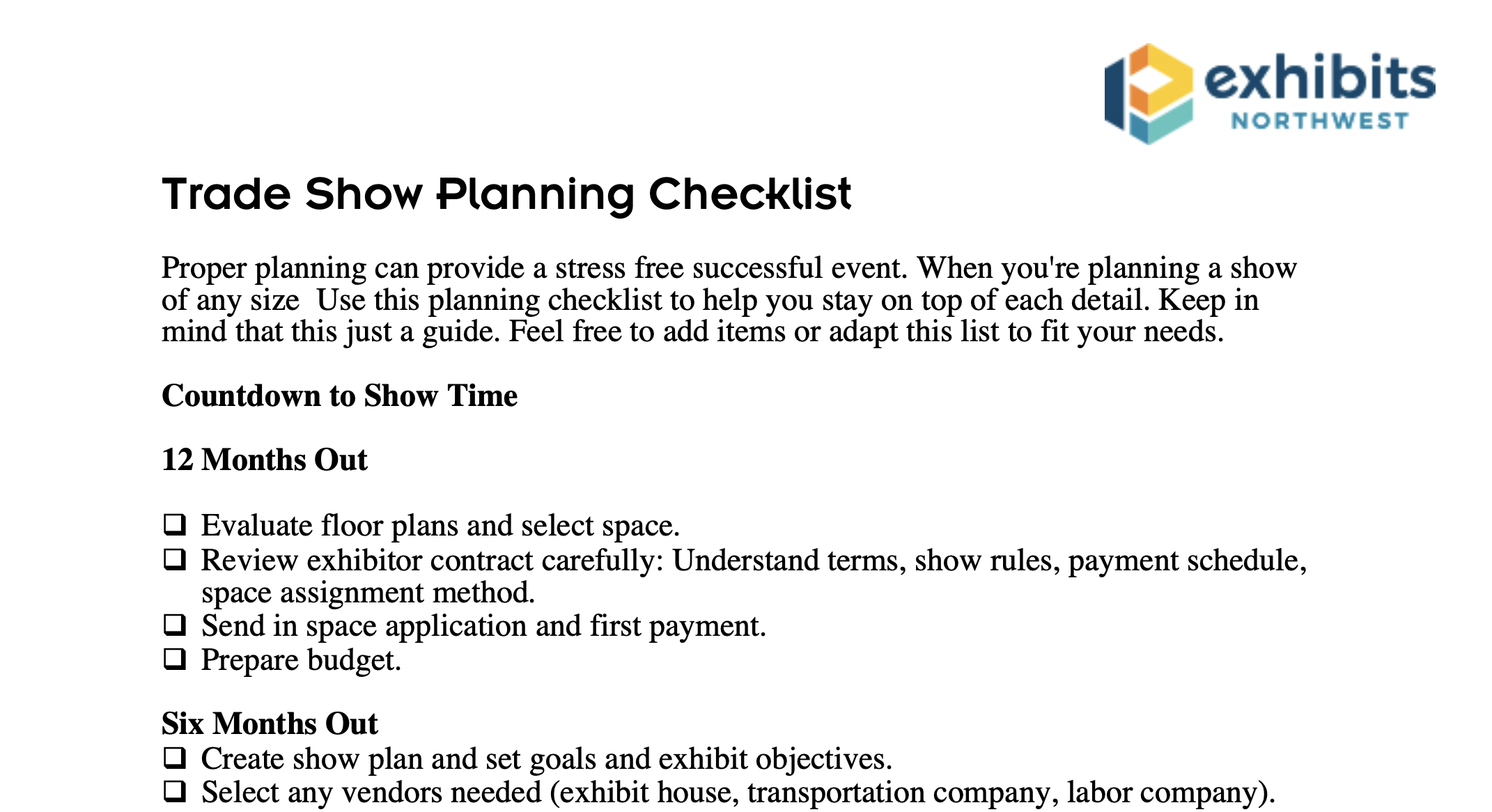 exhibit planning guideline